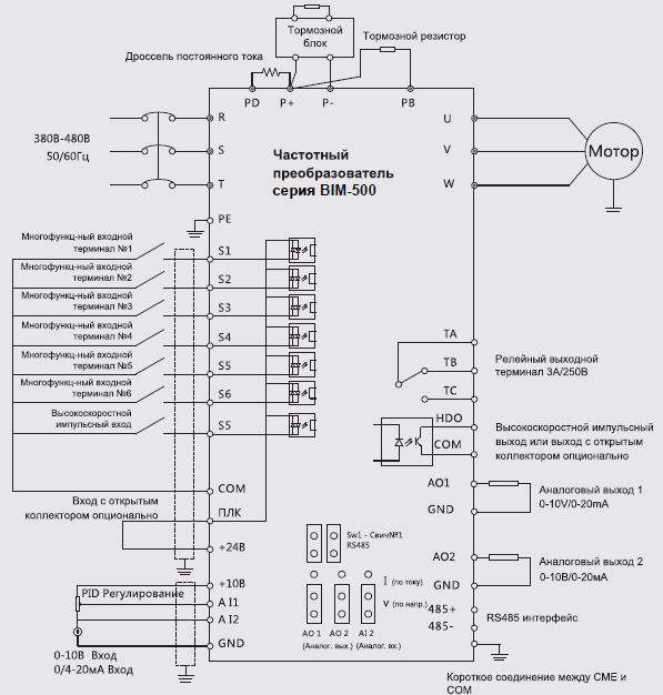 Схема подключения частотного преобразователя BIMOTOR BIM-500M