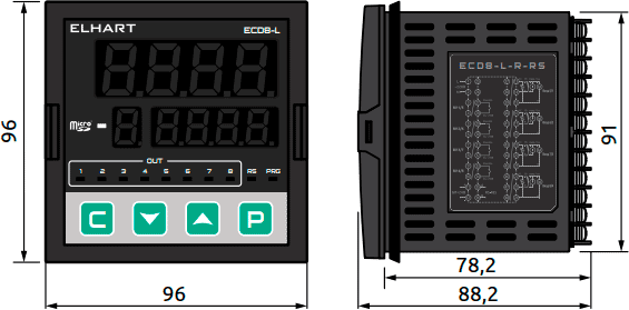 Габаритные размеры прибора ELHART ECD8