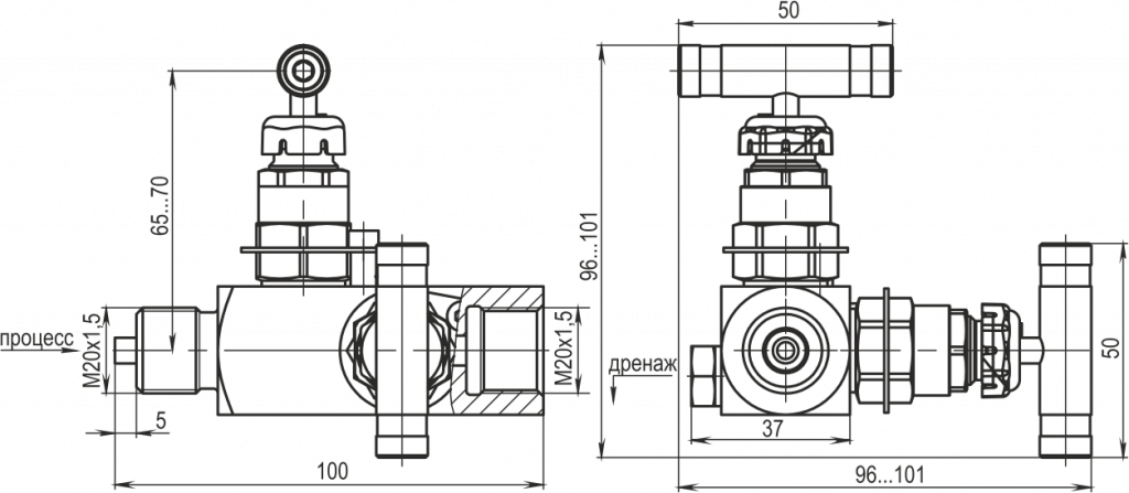 Габаритные размеры клапана KIPVALVE GV202