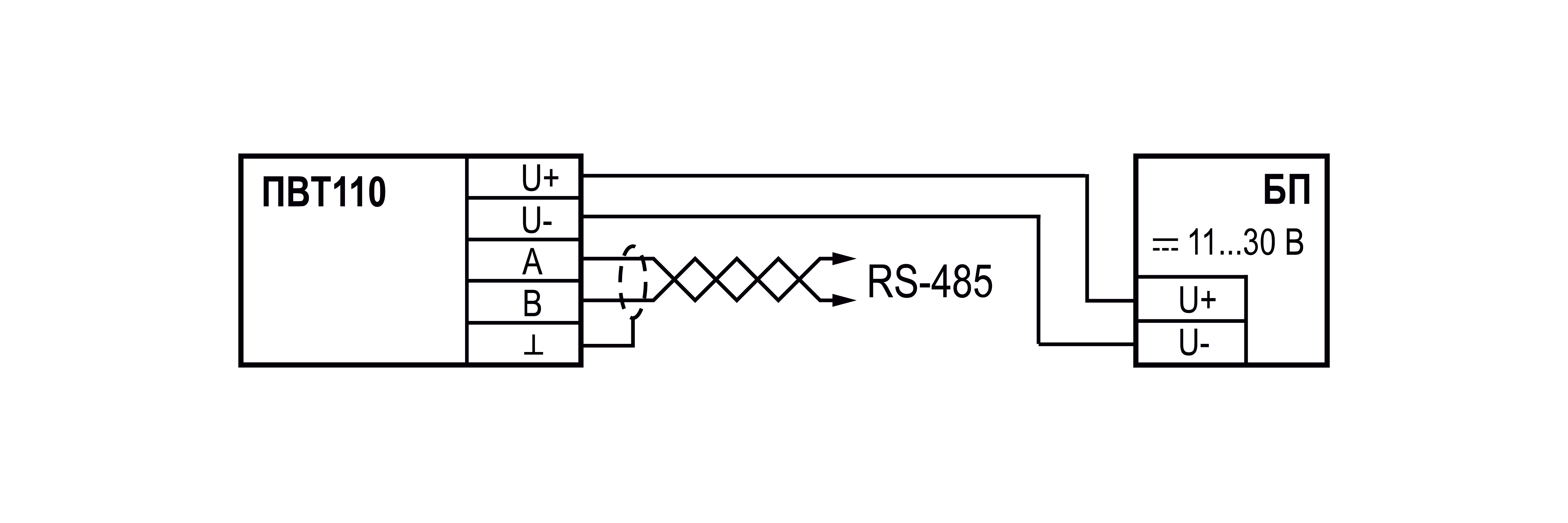 Схема подключения ПВТ110-RS