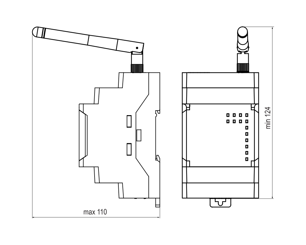 Габаритные размеры Пх210 с антенной